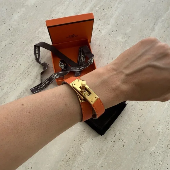 Hermes Kelly Double Tour Orange Gold **like new**